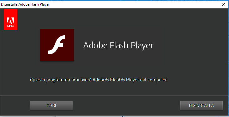 Disinstallare Adobe Flash Player - Disinstalla