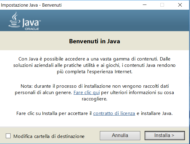 Installare Java - Benvenuti