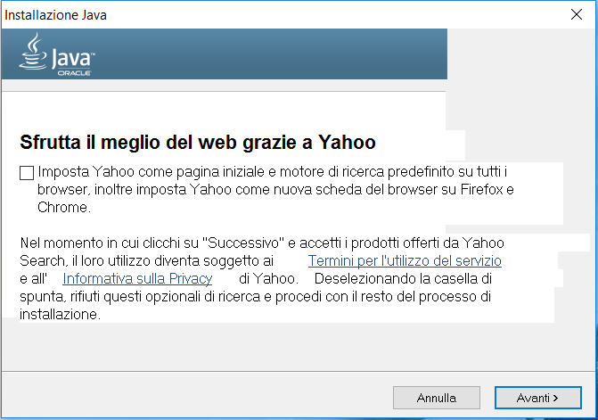 Installare Java - Yahoo