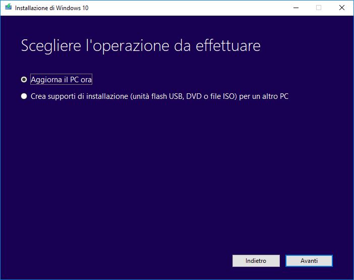 Aggiornare Windows 10 - Aggiorna PC