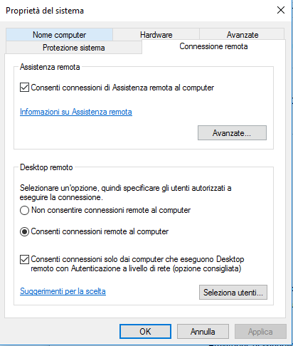 connessione desktop remoto - connessione Remota