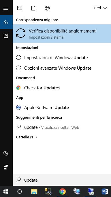 Aggiornare Windows 10 - Start