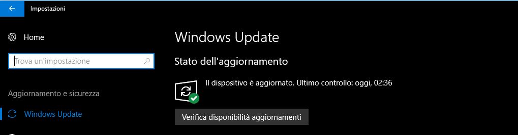 Aggiornare Windows 10 - WIndows Update