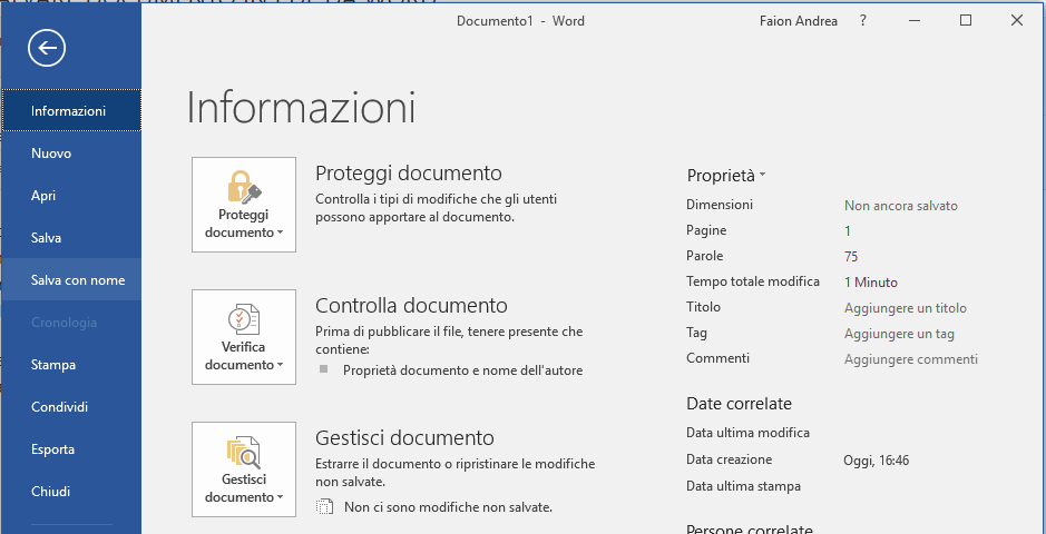salvare un documento in pdf - Informazioni
