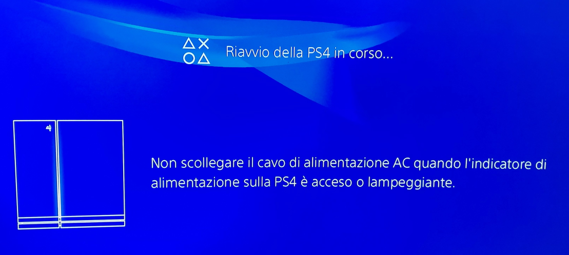 Backup della PS4 - Riavvio in Corso