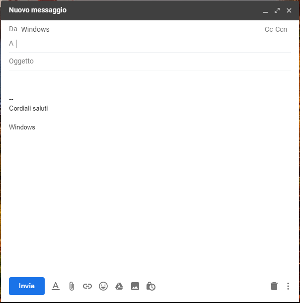 Firma in Gmail - Nuovo Messaggio