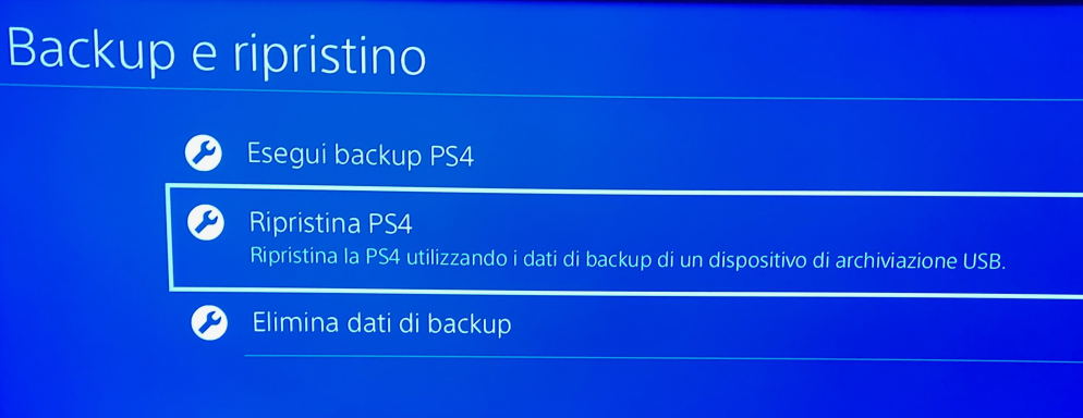 Ripristinare il backup su PS4 - Ripristina PS4